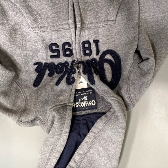 Gray & navy baby boy OshKosh B’gosh zip up timeless Hoodie no flaws - Picture 3 of 3